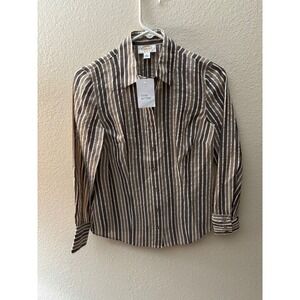 Talbots Petites Striped Button Down Shirt with Metallic Accents Size 2
A851